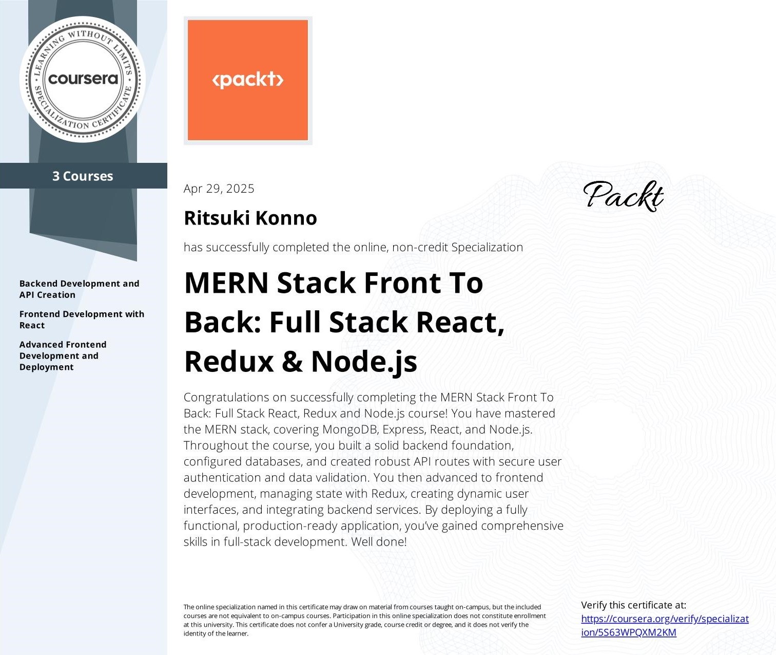 MERN Stack Front To Back: Full Stack React, Redux & Node.js
